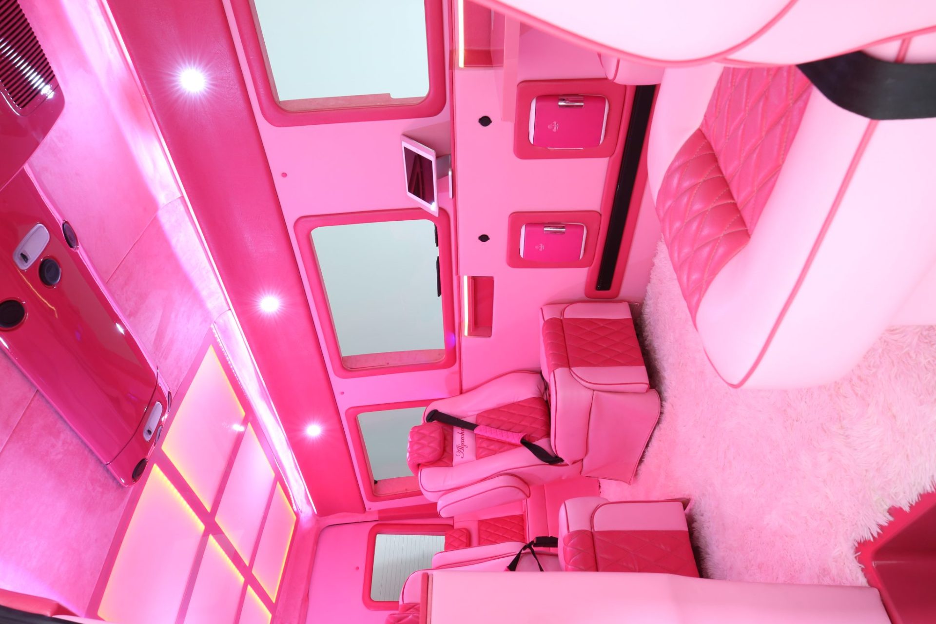 Custom Pink Mercedes Benz Sprinter Van - Interior Photo #17