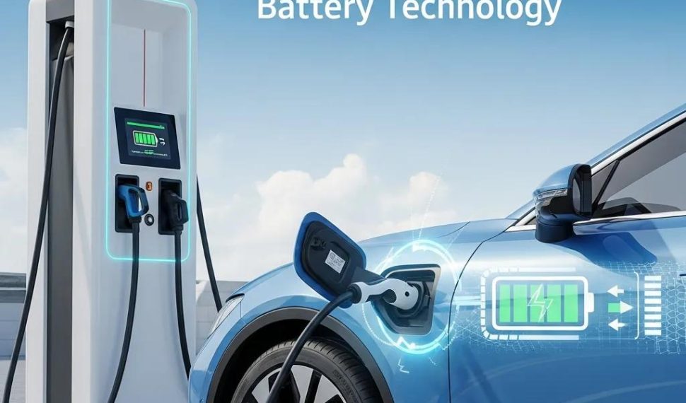 Electric vehicle charging at a modern station, highlighting advancements in battery technology