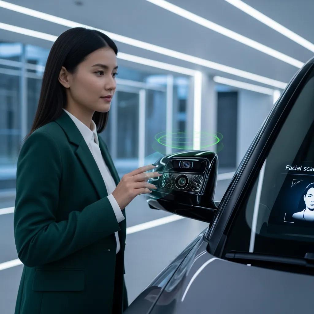 Luxury vehicle featuring facial recognition technology for enhanced security