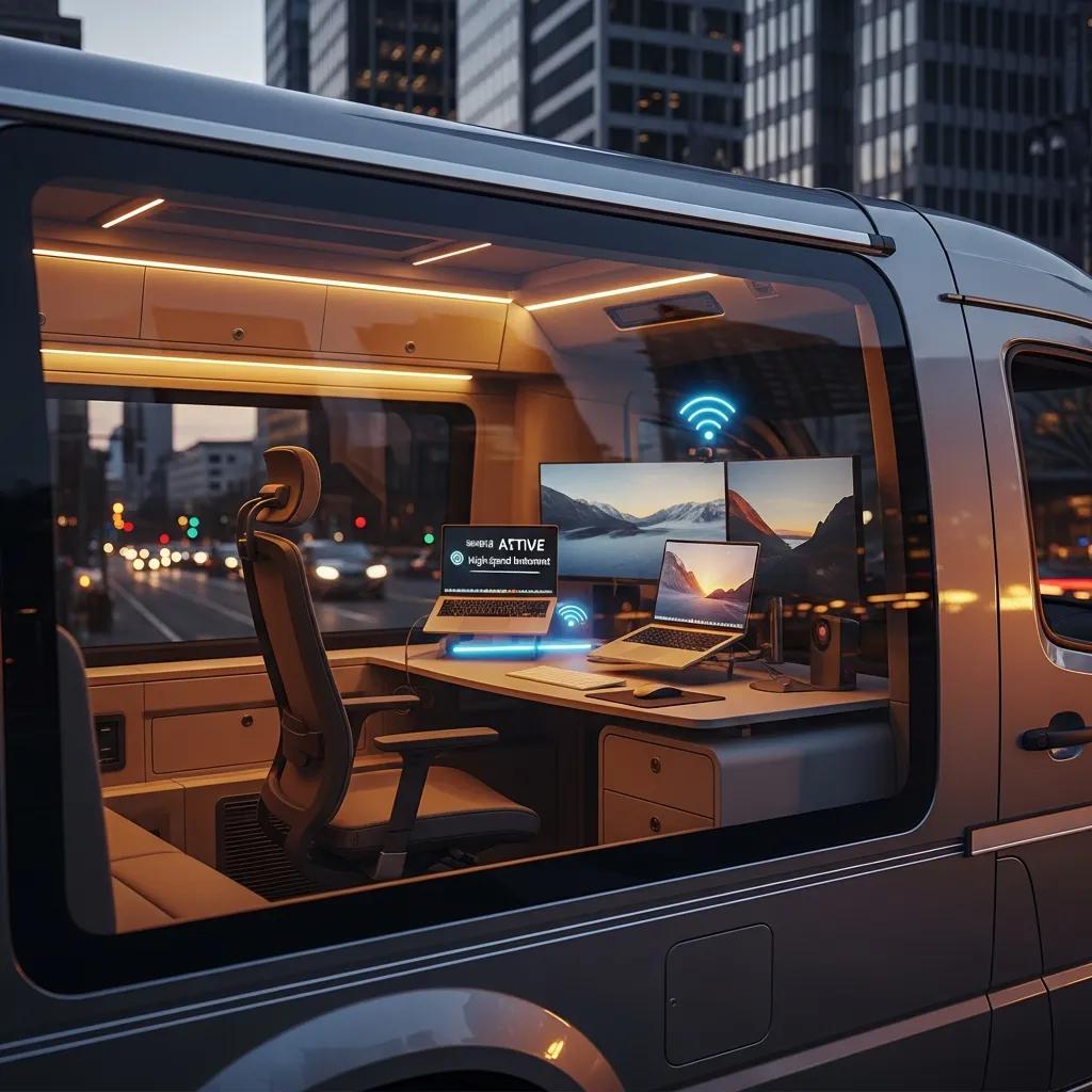 Mobile workspace vehicle designed for executive productivity on the go
